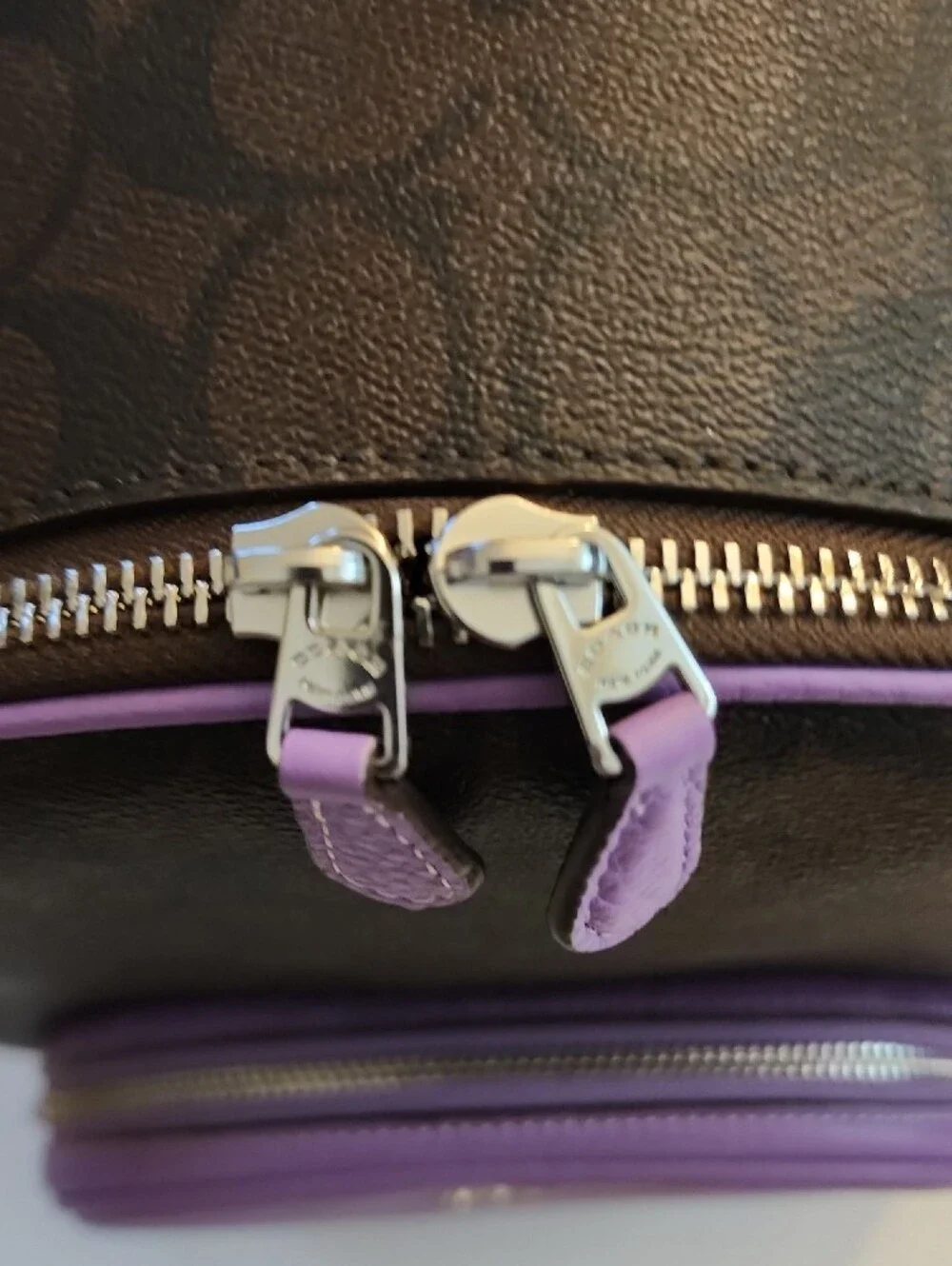 Coach Court Signature Canvas Mini Backpack in Lavender and Brown. E2321-6671.